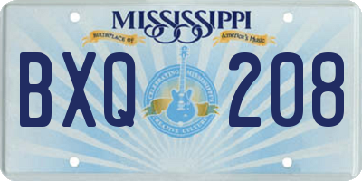 MS license plate BXQ208