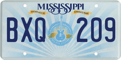 MS license plate BXQ209