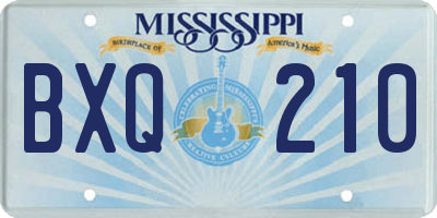 MS license plate BXQ210
