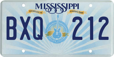 MS license plate BXQ212