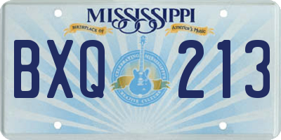 MS license plate BXQ213