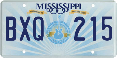 MS license plate BXQ215