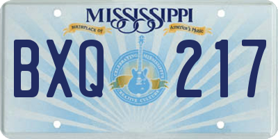 MS license plate BXQ217