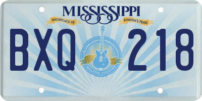 MS license plate BXQ218