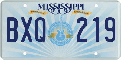 MS license plate BXQ219