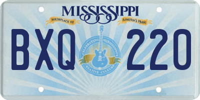 MS license plate BXQ220