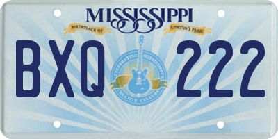 MS license plate BXQ222
