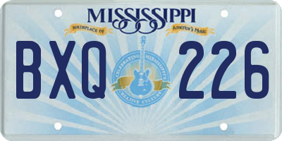 MS license plate BXQ226