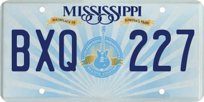 MS license plate BXQ227