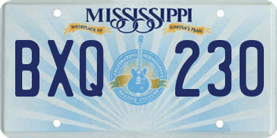 MS license plate BXQ230