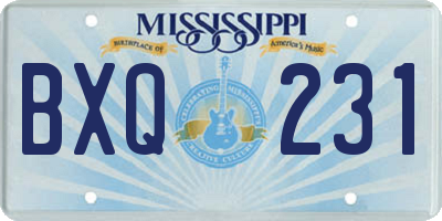 MS license plate BXQ231