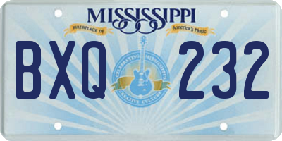 MS license plate BXQ232