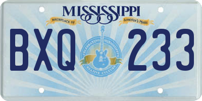 MS license plate BXQ233