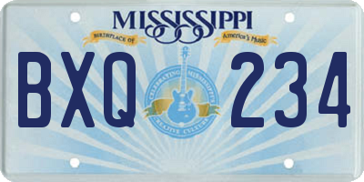 MS license plate BXQ234