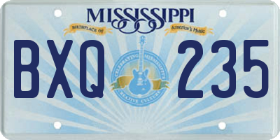 MS license plate BXQ235