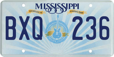 MS license plate BXQ236