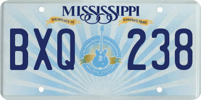 MS license plate BXQ238