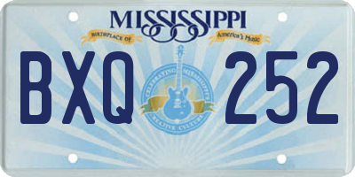 MS license plate BXQ252