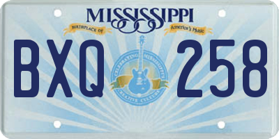 MS license plate BXQ258
