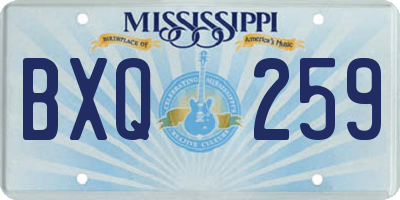 MS license plate BXQ259