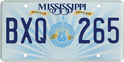 MS license plate BXQ265