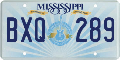 MS license plate BXQ289