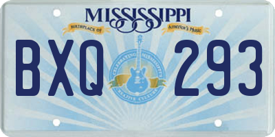 MS license plate BXQ293