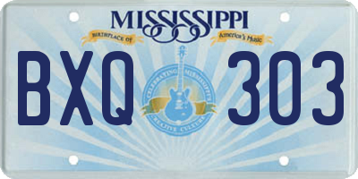 MS license plate BXQ303
