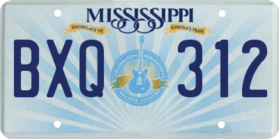 MS license plate BXQ312