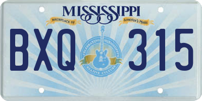 MS license plate BXQ315
