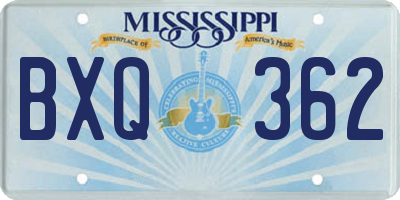 MS license plate BXQ362