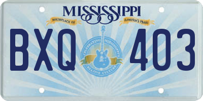 MS license plate BXQ403