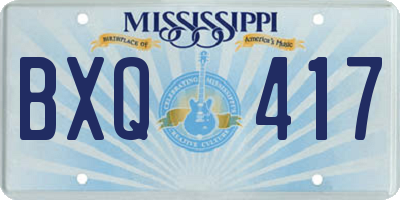 MS license plate BXQ417