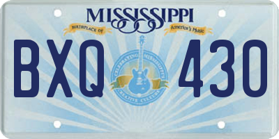 MS license plate BXQ430