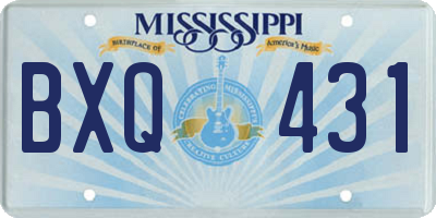 MS license plate BXQ431