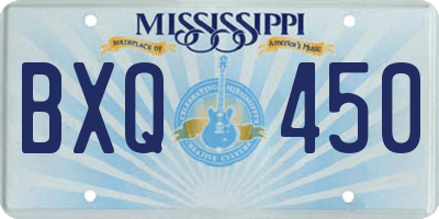 MS license plate BXQ450