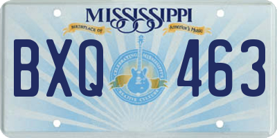 MS license plate BXQ463