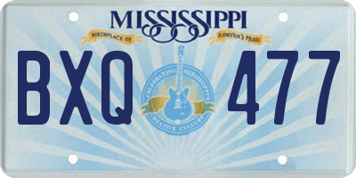 MS license plate BXQ477