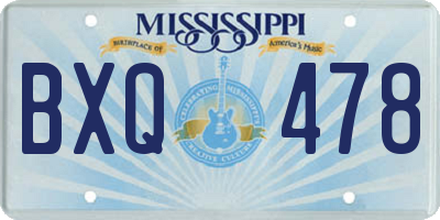 MS license plate BXQ478