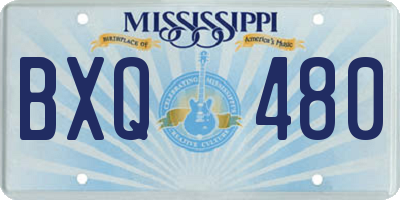 MS license plate BXQ480