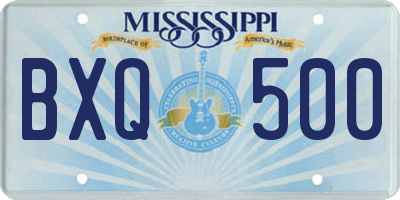 MS license plate BXQ500