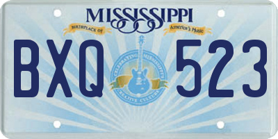 MS license plate BXQ523
