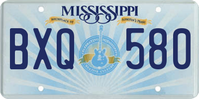 MS license plate BXQ580