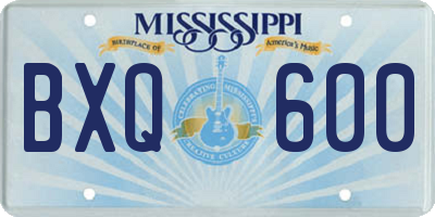 MS license plate BXQ600