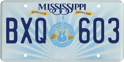 MS license plate BXQ603