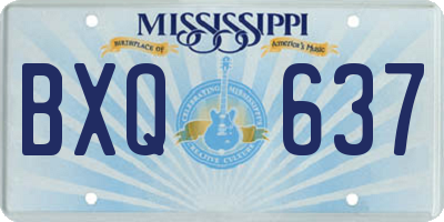 MS license plate BXQ637