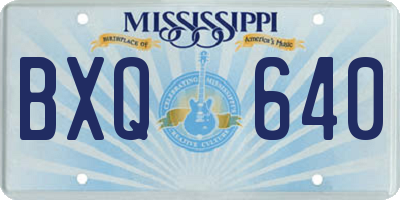 MS license plate BXQ640