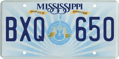MS license plate BXQ650