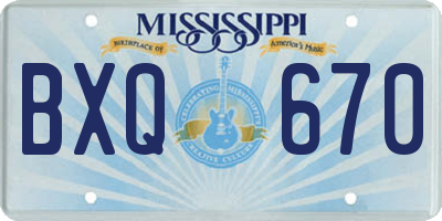 MS license plate BXQ670
