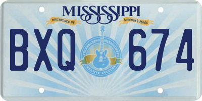 MS license plate BXQ674